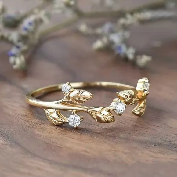 Gorgeous Branch Leaf Ring Cubic Zirconia size 7 - Picture 3 of 6